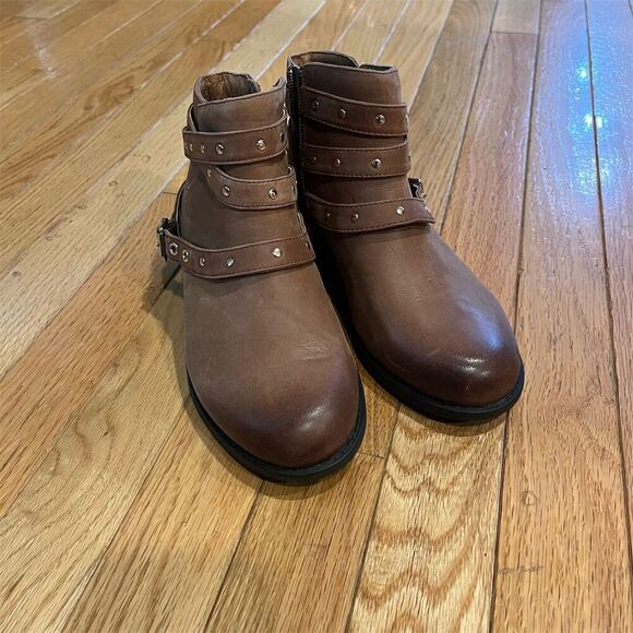 Vionic Women's Ankle Bootie Size 5 Brown Studded Buckle Orthotic Support - Picture 2 of 8